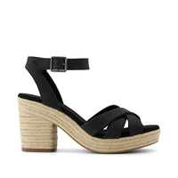 Majorca Rope Strappy Platform Sandal Black Leather - Side View
