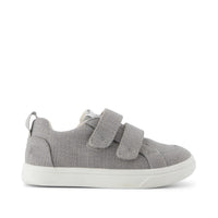 Cruz Double Strap Toddler Sneaker Drizzle Grey Heritage Canvas - Side View