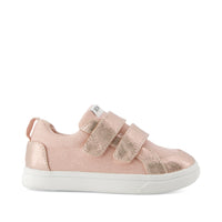 Cruz Double Strap Toddler Sneaker Pale Rose Metallic PU - Side View