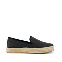 Carolina Espadrille Black Woven Basket PU Leather - Side View