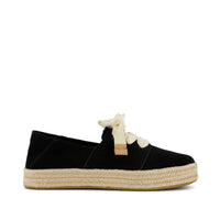 Carolina Lace-Up Espadrille Black Suede - Side View