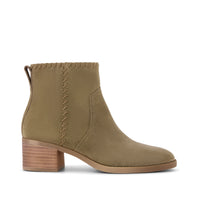 Delilah Heeled Boot Water Repellent Military Olive Suede - Side View